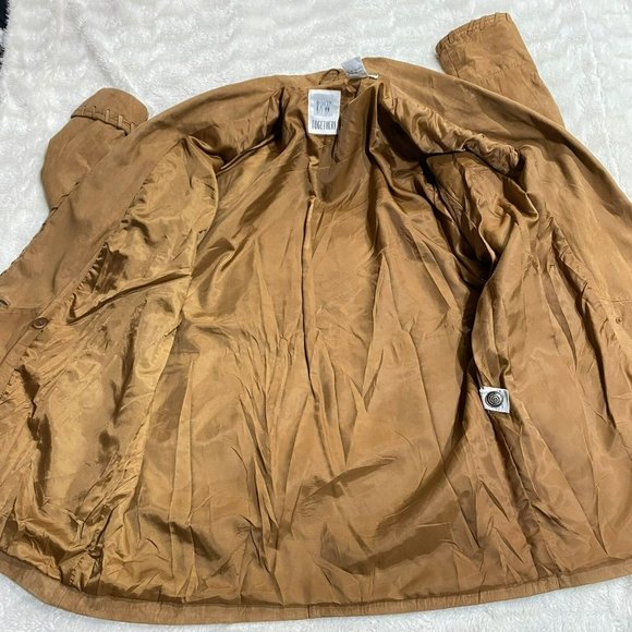 Together Women's Brown Leather Shawl Lapel Single Breasted Blazer Jacket Size L - Picture 11 of 15